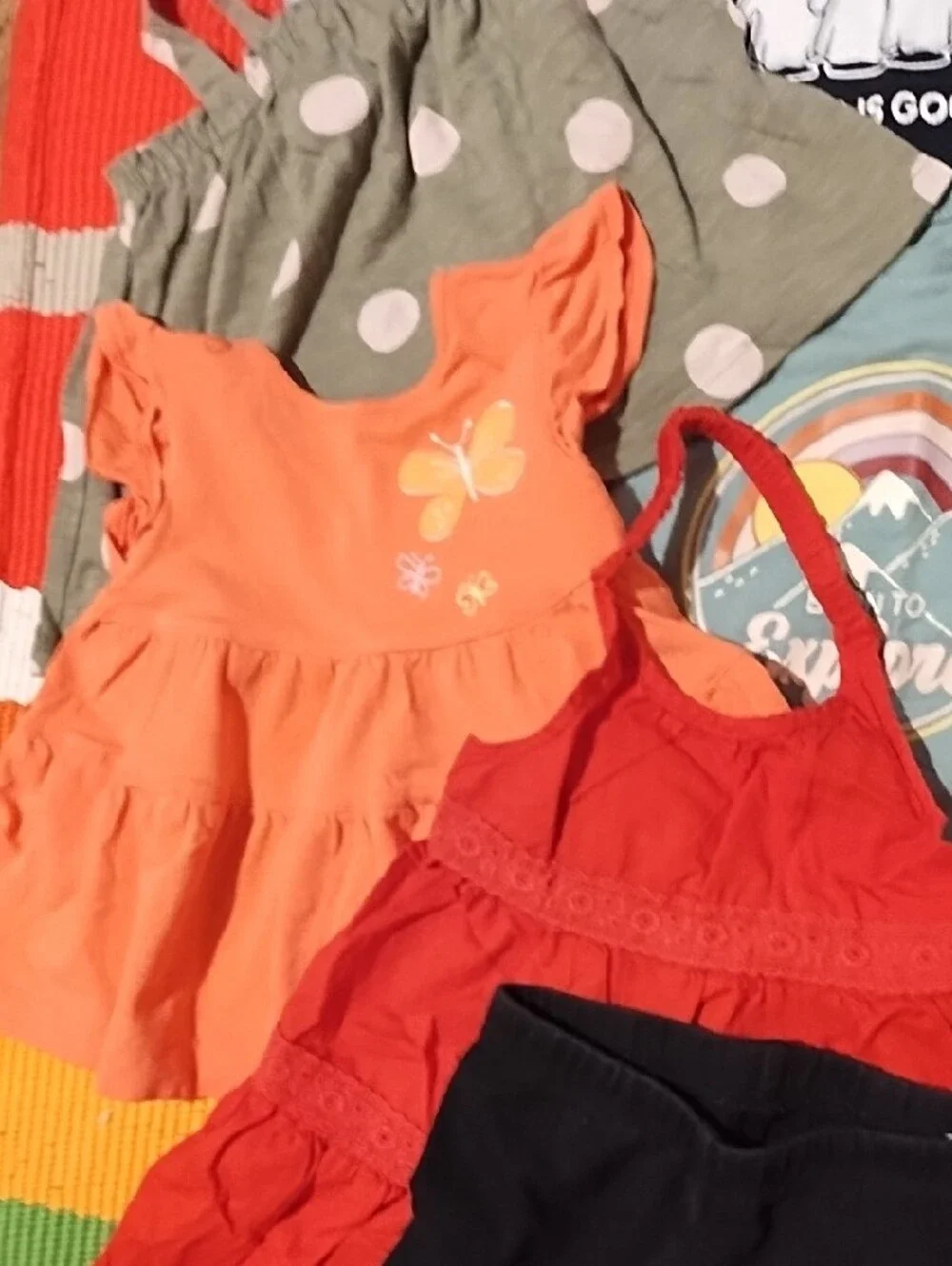 Girls' Mixed Outfit Bundle - Pink, Red, Peach, Navy 13 Pieces 2-3T. VGC.